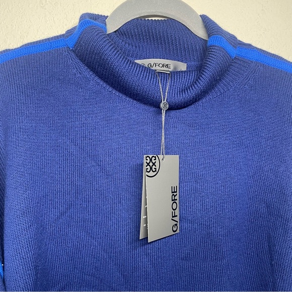 NWT G/Fore | MERINO WOOL CONTRAST STRIPE TURTLENECK SWEATER space - Picture 6 of 13